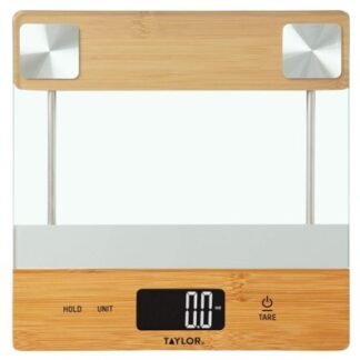Báscula de cocina con plataforma de bambú-vidrio