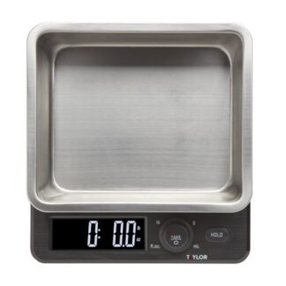 Báscula de cocina de 22 libras con recipiente de almacenamiento y tapa de acero inoxidable