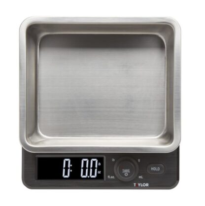 Báscula de cocina de 22 libras con recipiente de almacenamiento y tapa de acero inoxidable
