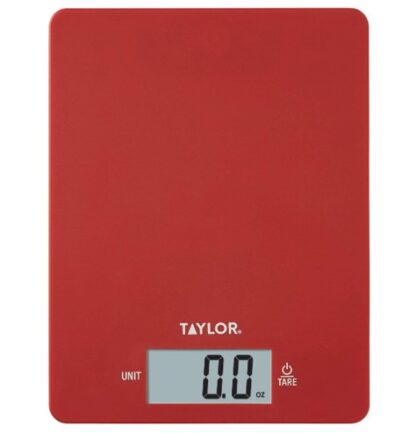 Báscula de cocina digital ultrafina roja